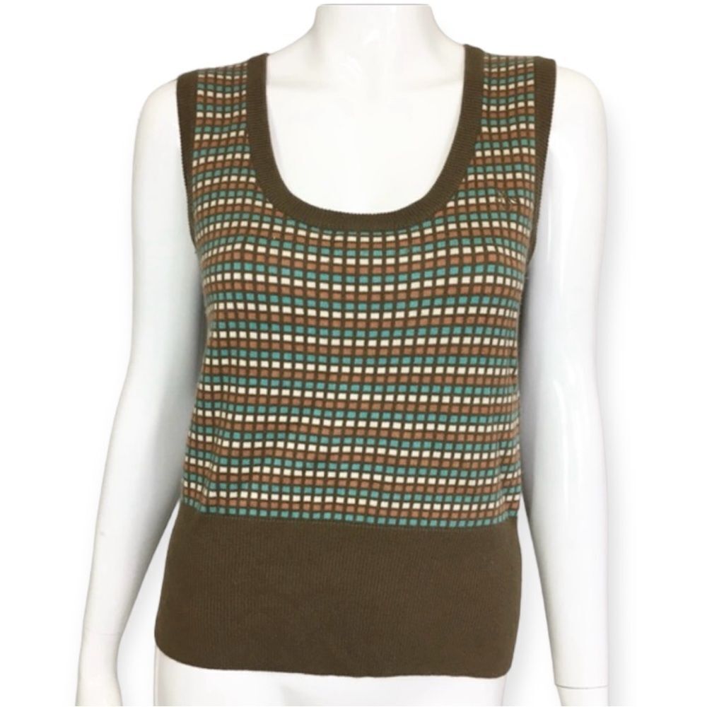 Vintage Y2K Original Penguin By Unsingwesr Knit Grangma Sweater Vest Brown L